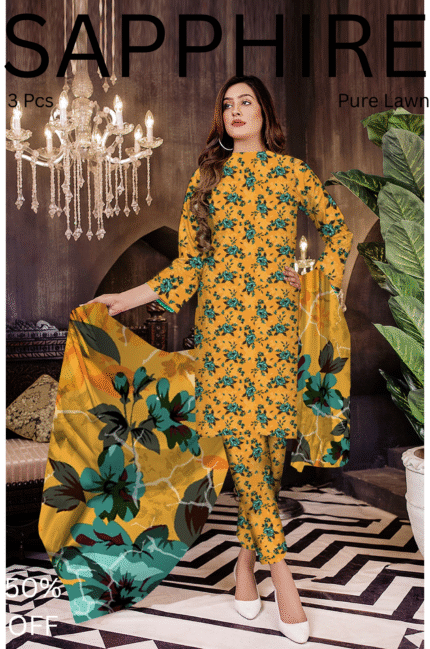 3Pcs Premium Lawn Unstitched    LW  514