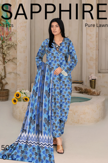 3Pcs Premium Lawn Unstitched    LW  522
